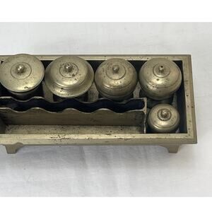 Vintage Betel Nut Box Kit Set 5 Lidded Canisters Divided Tray Indonesia Brass